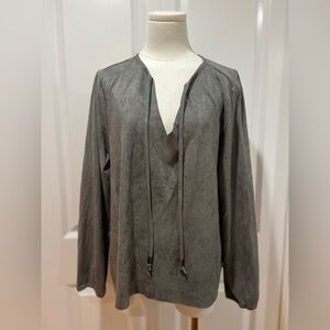Dylan faux suede Gray Long Sleeve Blouse